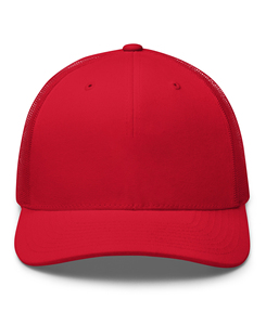 Custom Made Men's Red Mesh Trucker Cap 6-Panel Adjustable Fitted Casual Solid Pattern Breathable Spring <b>Summer</b> <b>Hat</b> - Product Image 2