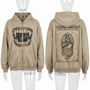 Sudadera con capucha oversize negra vintage personalizada con lavado ácido y estampado completo en la espalda, estilo gótico de castillo, ropa urbana para hombre, de forro polar grueso, fabricante - Product Image 4