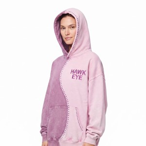 Sudadera con Capucha para Mujer, Diseño Moderno, Dos Tonos, Bloques de Color, Felpa de Algodón Grueso, Pedrería, Corte Holgado, Hombros Caídos - Product Image 3