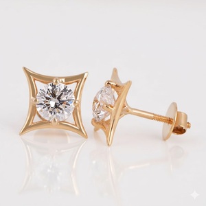 Luxury Ear Studs IGI Certified D Color VVS2 Grade 2CT Round Lab Created Diamond 18K Rose Gold Geometric Solitaire Stud <b>Earrings</b> - Product Image 6