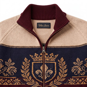 <b>Men's</b> <b>Full</b> <b>Zip</b> Thick Knit <b>Cardigan</b> Sweater with Pockets Knitwear Long Sleeve Custom Logo Wool Acrylic - Product Image 3