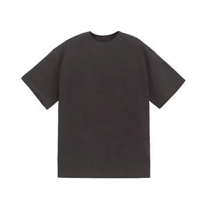 Nouveau T-shirt tendance à épaules tombantes, coupe ample et oversize, en jersey de coton teint uni 120g, décontracté et court pour hommes - Product Image 5