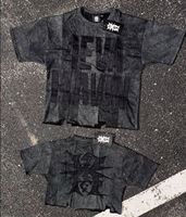 Kaos T-shirt Oversize Drop Shoulder Kerah Kecil Vintage 100% Katun Heavyweight Snow Wash Acid Wash Berkualitas Tinggi