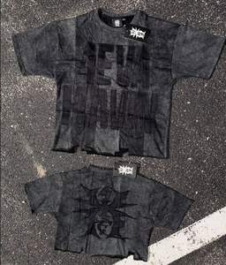 เสื้อยืดคอตตอน 100% คุณภาพสูง ทรงโอเวอร์ไซส์ ไหล่ตก คอเล็ก สไตล์วินเทจ ล้างสีแบบ Heavyweight Snow Wash และ Acid Wash - Product Image 2