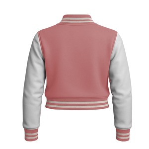 Women's Gray Varsity Jacket Full Sleeve Stand Collar Polyester Cotton Woven Solid Color Regular Length Button Closure - Product Image 5