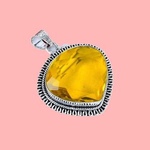 Colgante de Citrino Amarillo en Forma de Corazón, Plata de Ley 925, Hecho a Mano, Estilo Bohemio, Joyería Artesanal, Regalo de Navidad - Product Image 6