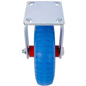 2 Ruote Piatte Antiforatura da 8 Pollici con Mozzo in Acciaio e Cuscinetti a Sfera, Asse Centrato da 5/8 Pollici, Ruote Girevoli Rigide Blu - Product Image 6
