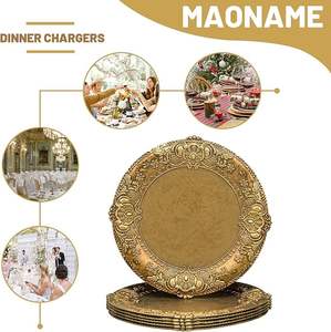 Assiette de présentation de luxe dorée, ronde, décorative, accessoire de table de banquet - Product Image 5