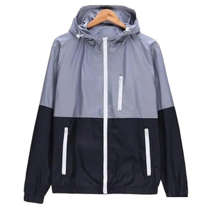 Chaqueta cortavientos con capucha y cremallera de un cuarto, 100% poliéster, resistente al viento, con forro de malla, impermeable, con impresión por sublimación, para hombre. - Product Image 1