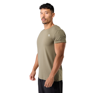 Camiseta Deportiva Ajustada de Manga Corta para Hombre, Mezcla de Algodón, para Gimnasio, Entrenamiento, Fitness, Casual, Venta al Por Mayor OEM - Product Image 3