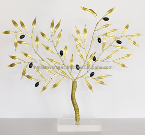 Sculpture d'olivier en métal artisanal avec base en marbre, décoration classique écologique et durable pour la maison et le jardin, idéale pour les fleurs artificielles - Product Image 2