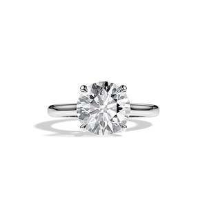 Bague de fiançailles en diamant taille brillant rond, monture à griffes en or rose, bijoux fins classiques pour femme - Product Image 3