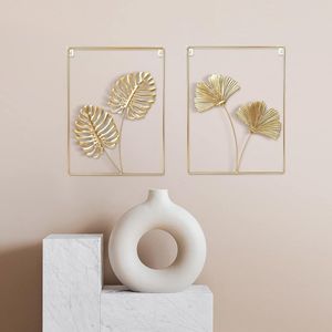 Ensemble de 2 décorations murales en métal doré, art mural fait main pour la décoration intérieure du salon, du couloir, de la chambre à coucher, de l'hôtel - Product Image 6
