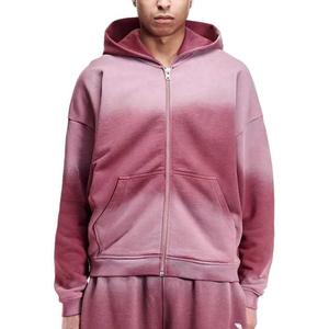 Custom Top Quality Sun Fade & Zipper Hoodie High Quality Fabric Premium Sun Fade Look Trending Hoodie & Shorts Set For Unisex - Product Image 4