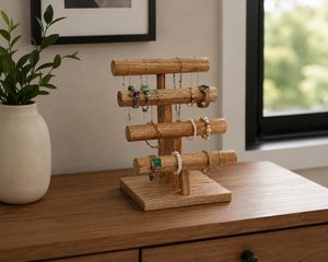 Wholesale Furbish Home Decor Wood 4-Tier Jewelry Shelf Bracelet Holder Display Organizer <b>T</b>-<b>Bar</b> Bangle Storage Uttar Pradesh NA - Product Image 1