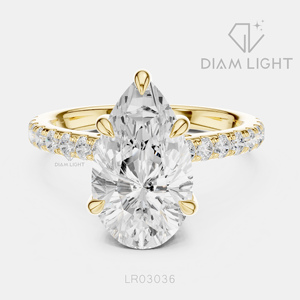 3.30CT Pear Cut Lab Grown Diamond Engagement Anniversary <b>Ring</b> in 14K White Gold F+ Color VS+ Clarity Pave <b>Ring</b> IGI Certified - Product Image 3