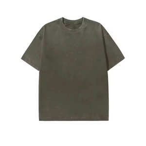 เสื้อยืดคอตตอนคุณภาพสูงทรงปกติ ระบายอากาศได้ดี แห้งเร็ว คอกลม แขนสั้น สำหรับผู้ชาย แบบขายส่ง ล้างสีด้วยกรด รับสั่งทำ - Product Image 3