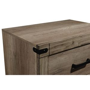 Contemporary 1pc Solid Wood Two-Drawer Nightstand Brown Melamine Finish <b>Tall</b> Bedroom End <b>Table</b> Furniture Rus Contemporary - Product Image 4
