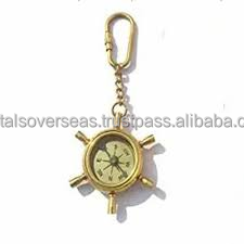 Vintage brass compass keychain ship wheel design metal navigation key holder nautical theme keyring for <b>gift</b> and souvenir use - Product Image 4