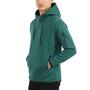 Sudadera con Capucha de Forro Polar Verde para Hombre, Corte Regular, Color Sólido, Ropa Casual de Invierno - Product Image 3