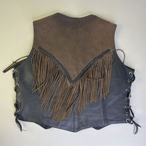 Gilet de cowboy classique en daim de haute qualité, veste en cuir respirante pour l'hiver, service OEM, gilet en cuir personnalisable - Product Image 2