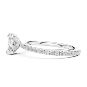Bague de fiançailles en or massif 18 carats avec diamant de laboratoire taille coussin, certifié IGI, VVS E-F, pierres d'appoint, bijoux de luxe unisexe - Product Image 4