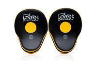 Nouvelles Palettes de Frappe Fairtex Jaune et Noir en Cuir avec Logo Personnalisé pour MMA, Muay Thai, Kickboxing, Boxe