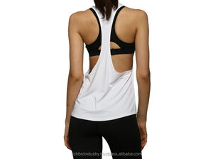 Sexy Women's Yoga Tank Top-Gym Sportswear with Tassel & Ribbons 100% Cotton Breathable Quick Dry Sleeveless <b>White</b> - Product Image 6