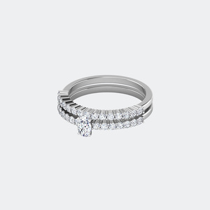 แหวนทรงโอวัล 0.85 กะรัต ประดับเพชรเม็ดเดี่ยว แถวฝังเพชรสองแถว - Product Image 5