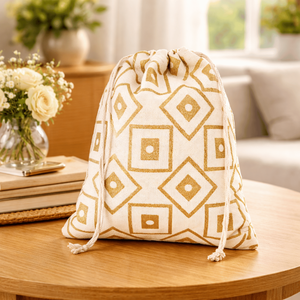 High Quality Jute <b>Drawstring</b> Storage Bag with Handle | Eco Friendly Reusable Dust Pouch | Custom Print Promotional Gift Bag - Product Image 5