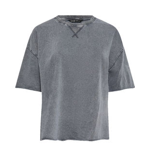 T-shirts à manches courtes surdimensionnés avec logo personnalisé, effet délavé, col rond, style hip-hop, vêtements décontractés amples, respirants, écologiques - Product Image 6