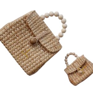 Bolsos a juego de jacinto de agua para mamá y yo: Correa de paja extraíble - Product Image 3