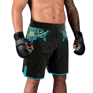กางเกงมวย MMA ชาย พิมพ์ลายแบบ Sublimation แห้งเร็ว สีดำ กางเกง MMA ออกแบบเองได้ โลโก้ด้านหน้า ทรงปกติ กางเกงนักสู้ - Product Image 6