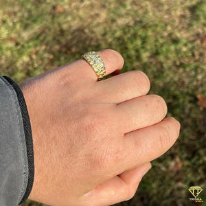 Moissanite Diamond Round Halo Signet <b>Ring</b> for Men in Yellow <b>Gold</b> Iced Out Luxury Hip Hop Statement <b>Ring</b> Vintage <b>Cocktail</b> <b>ring</b> - Product Image 3