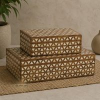 Boîte décorative en os incrusté, boîte cadeau en bois faite à la main, fournisseur en gros