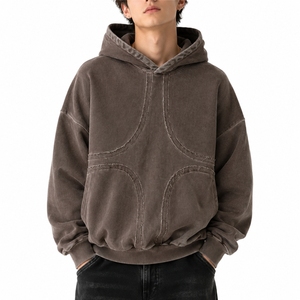 Sweat à capuche zippé en polaire surdimensionné pour homme, style streetwear épais, effet vintage délavé, coupe décontractée, mode hiver, poche, logo personnalisé - Product Image 1