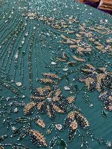 High End Embroidered Lace <b>Fabric</b> With Dense Beads And Sequins For Wedding Dresses Evening Wear Party Gowns And Luxury Fashion - Product Image 3