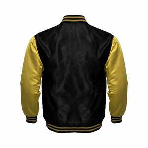 New Arrival Men's Wool/Polyester Varsity Jacket Stand Collar Front Logo <b>Covered</b> <b>Button</b> Winter Outerwear - Product Image 2