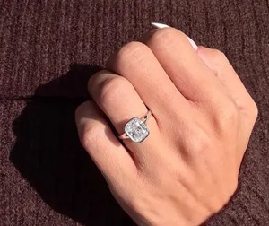 Luxury cushion cut halo <b>diamond</b> engagement <b>ring</b> with brilliant accent halo elegant bridal anniversary fine jewelry collection - Product Image 1