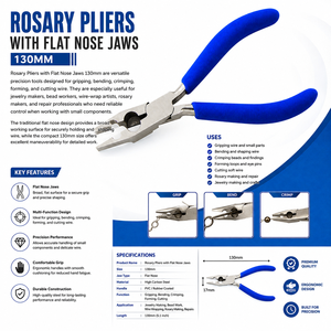 <b>Rosary</b> Pliers with Flat Nose Jaws 130mm Jewelry Making Wire Forming Tool ZetomedPro - Product Image 4