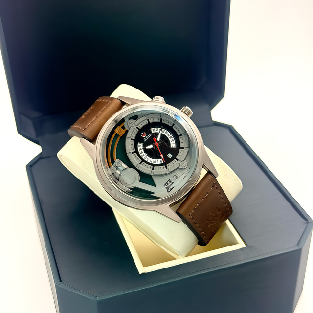 NIAICE Classic Men's Large Dial Quartz Watch with Glass Coin Design Pointer Display Multi-Color Straps-Business & Sport Style