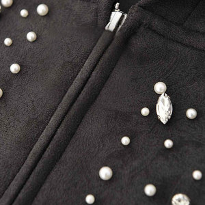 Sweat-shirt à capuche zippé noir pour homme, orné de strass, à manches longues, décontracté, hiver, service OEM, veste tendance - Product Image 4