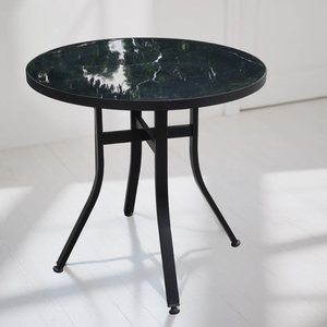 The Black Colored <b>Plastic</b> Round <b>Table</b> with Tiled <b>Table</b> Top - The Modern, Waterproof, and Beautiful Outdoor <b>Table</b>. - Product Image 1
