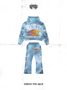 Conjunto de Sudadera con Capucha y Pantalones para Hombre, Marca Society State, Estampado por Sublimación, Estilo Urbano, Ropa de Otoño, 100% Poliéster, Felpa Francesa - Product Image 4