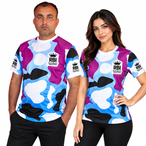 เสื้อยืดคอกลมผู้ชาย น้ำหนัก 220 กรัม ทรงหลวม สปอร์ต ผ้าเจอร์ซีย์ไม่ทอ ย้อมเส้นด้าย พิมพ์ลายดิจิทัล ผ้าโพลีเอสเตอร์ 100% เป็นมิตรกับสิ่งแวดล้อม - Product Image 1