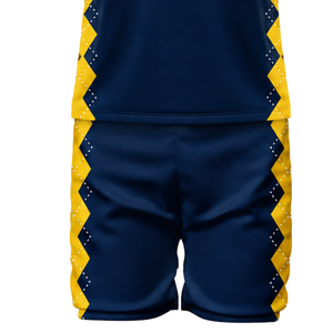 Blue Gold Adults Polyester Volleyball Uniform Sleeveless Jersey Shorts Set Sublimated Breathable <b>Athletic</b> Team Match Performance - Product Image 6