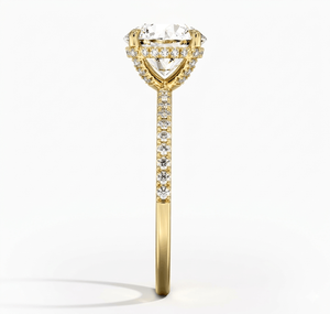 Bague de fiançailles classique et romantique avec diamant rond brillant et bande pavée pour femme, diamants de laboratoire - Product Image 4