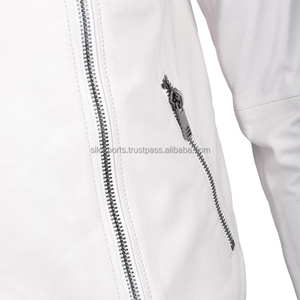OEM 2025 Premium Pearl White Men's Motorbike Leather <b>Jacket</b> Low Moq Custom-Made High Quality Wholesale Leather Fashion <b>Jackets</b> - Product Image 5