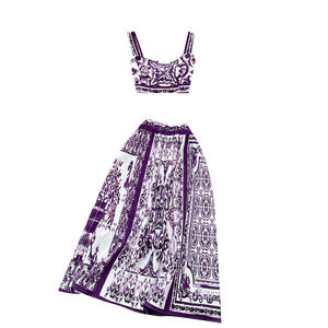 Sommer sexy 2-teiliges Set für Frauen Crop Top und hohe Taille bedruckte Röcke Set amerikanische Kleidung Großhandel - Product Image 5