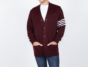 Suéter Cárdigan de Invierno Personalizado para Mujer, Talla Grande, Manga Larga, Tejido Cómodo, Color Granate/Blanco - Product Image 6